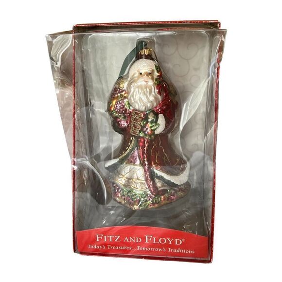 Fitz and Floyd 9" 2004 santa oversized numbered glass ornament - Picture 2 of 12